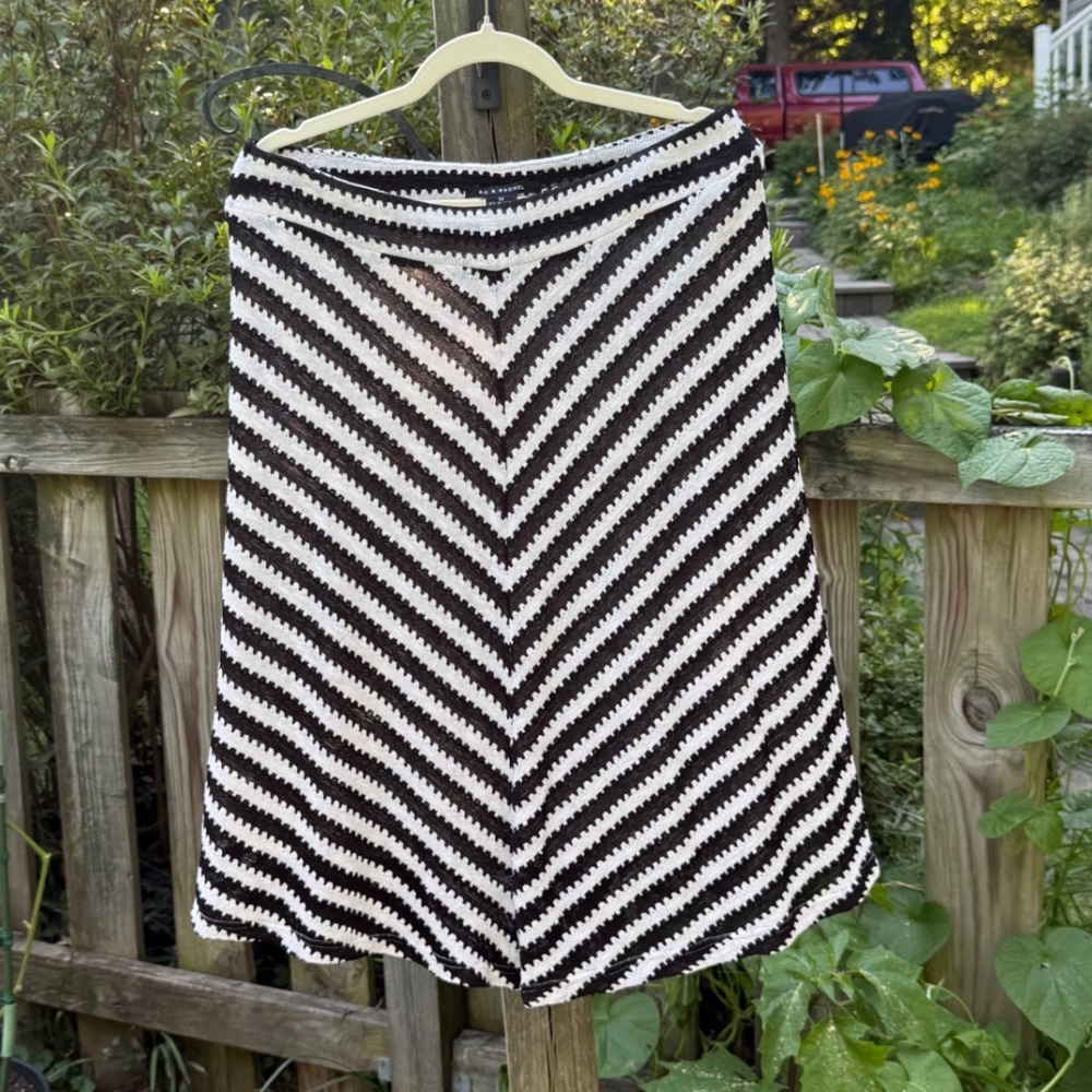 Zac & Rachel Womens Medium Chevron Knit A-Line Skirt Lined Parisian Capsule